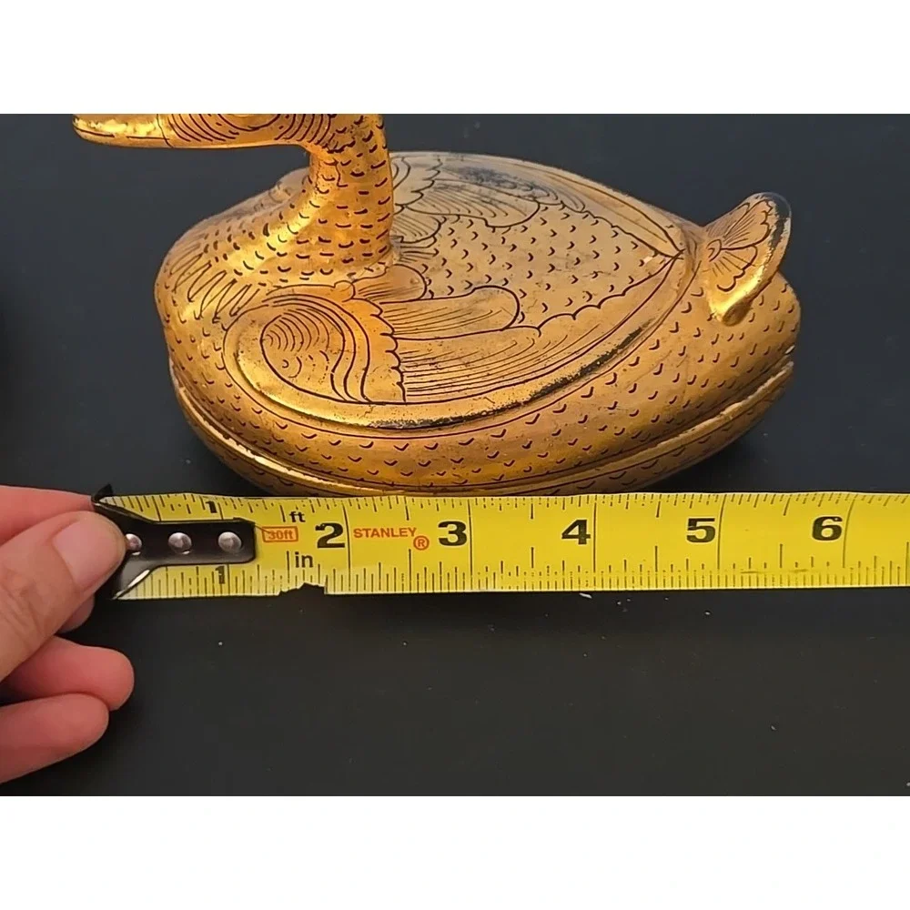 Pair of‎ Burmese Gold Gilt Lacquerware Ducks Trinket Boxes